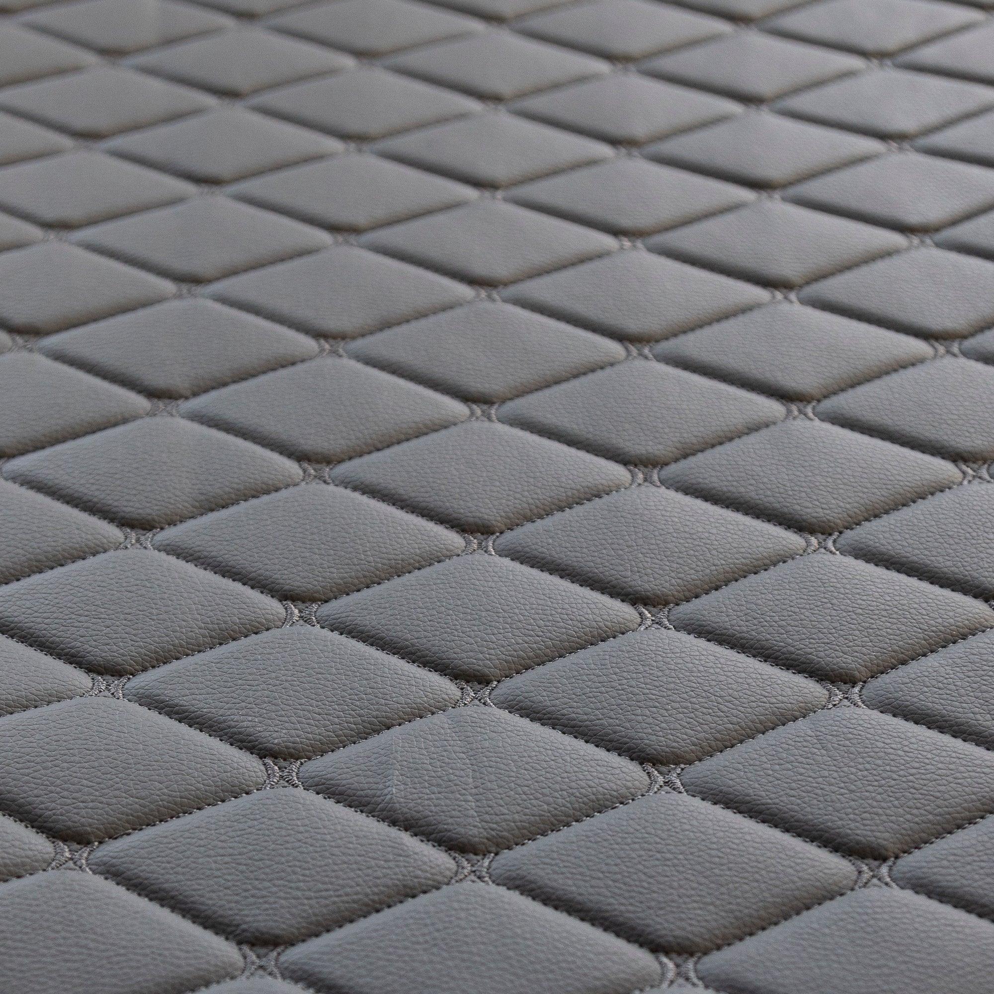 Piele Ecologica Auto cu romburi gri cu cusatura gri cu Burete 4 mm